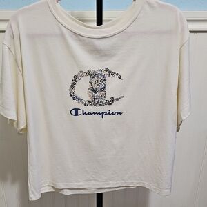 Champion Cream Cropped Athletic Tee